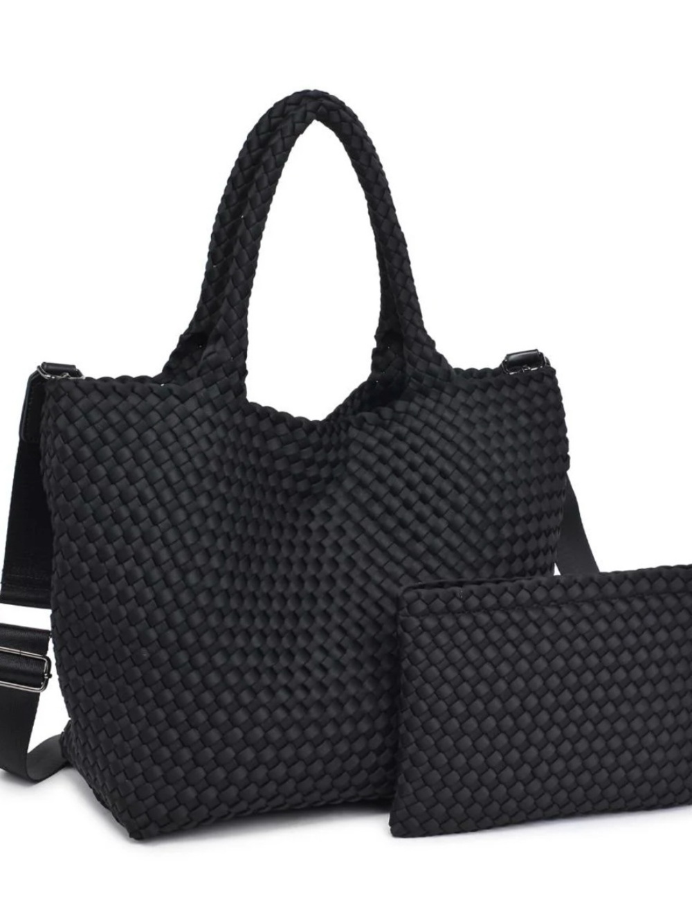 SOL AND SELENE Sky's The Limit -Black Medium Woven Tote